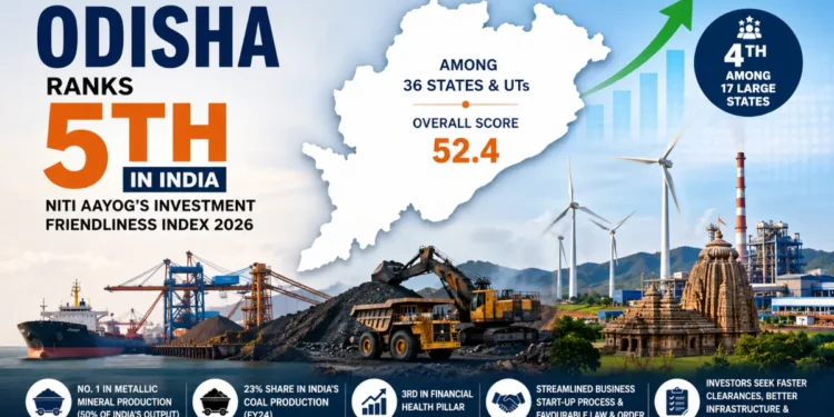 Odisha ranked fifth in NITI Aayog Investment Friendliness Index 2026